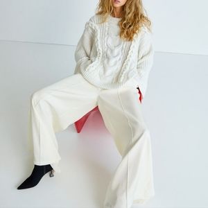 H&M wide leg cream pants